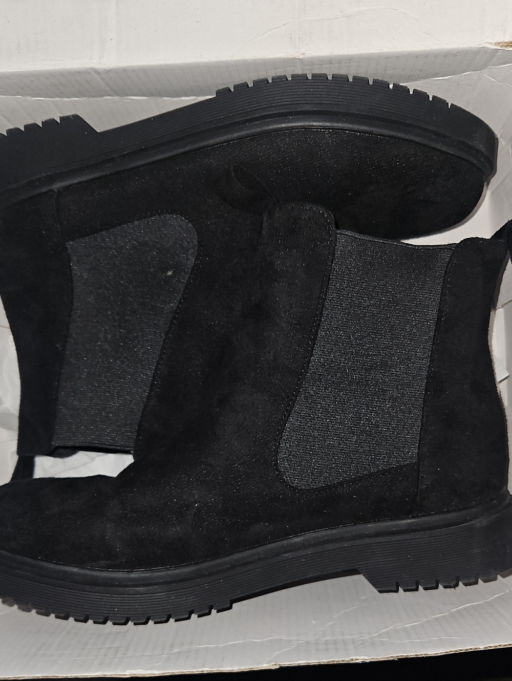 Women Black Suede Boots - Classic Slip-On Style
